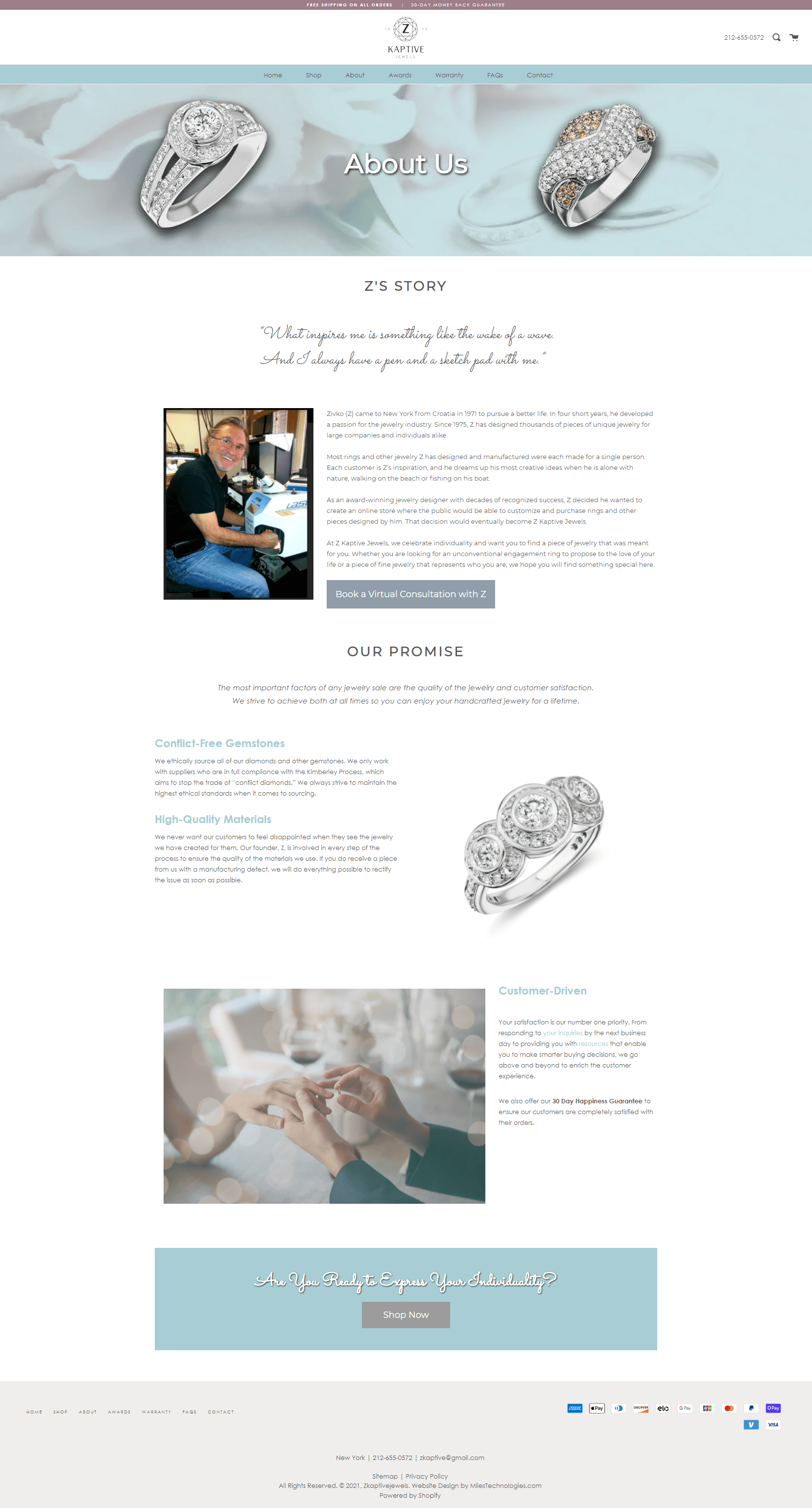 Z Kaptive About page full screen